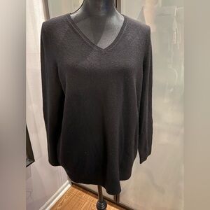 Talbots Elegant Black V-Neck 100% Cashmere Sweater